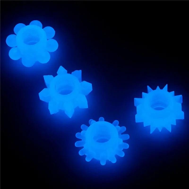 Lumino Play Penis Rings 4 Pack - Glow in the Dark  Cock Rings - Set of 4 Lovetoy Discreet Intimate Essentials.