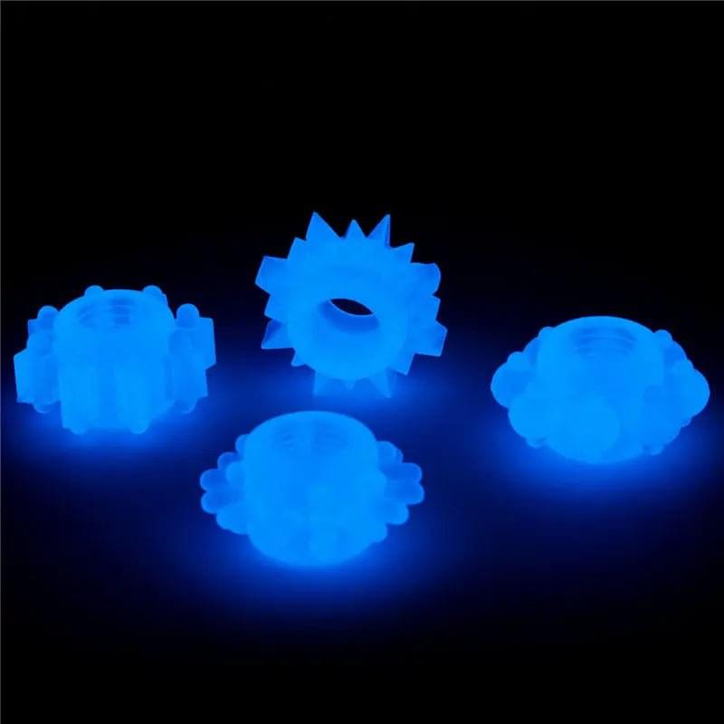 Lumino Play Penis Rings 4 Pack - Glow in the Dark  Cock Rings - Set of 4 Lovetoy Discreet Intimate Essentials.