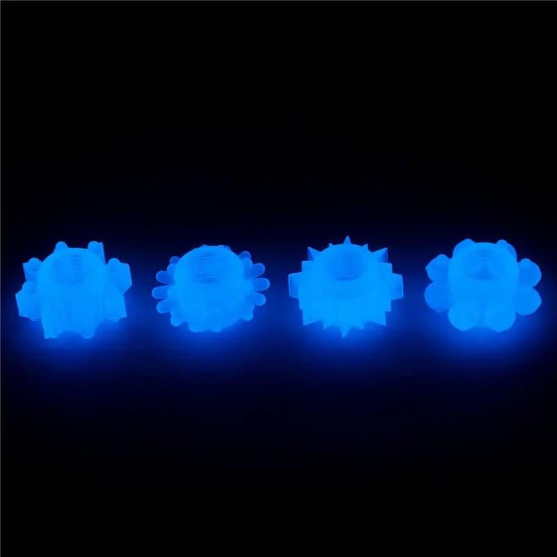 Lumino Play Penis Rings 4 Pack - Glow in the Dark  Cock Rings - Set of 4 Lovetoy Discreet Intimate Essentials.