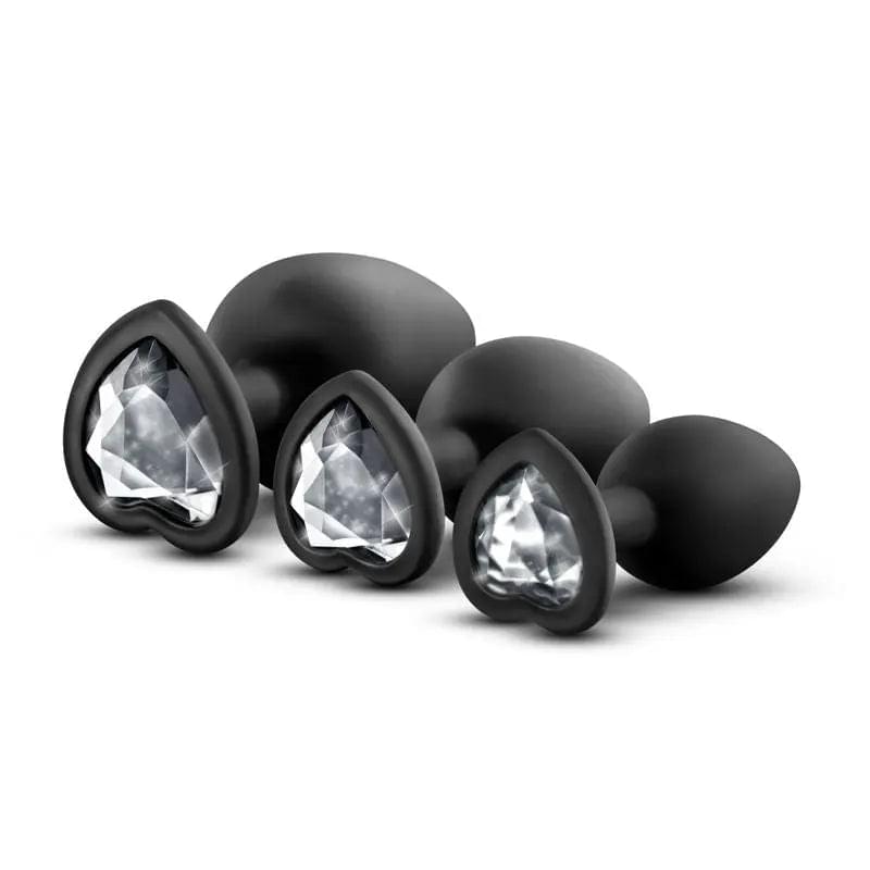 Luxe Bling Plugs Training Kit Black With Clear Gems Luxe Discreet Intimate Essentials.