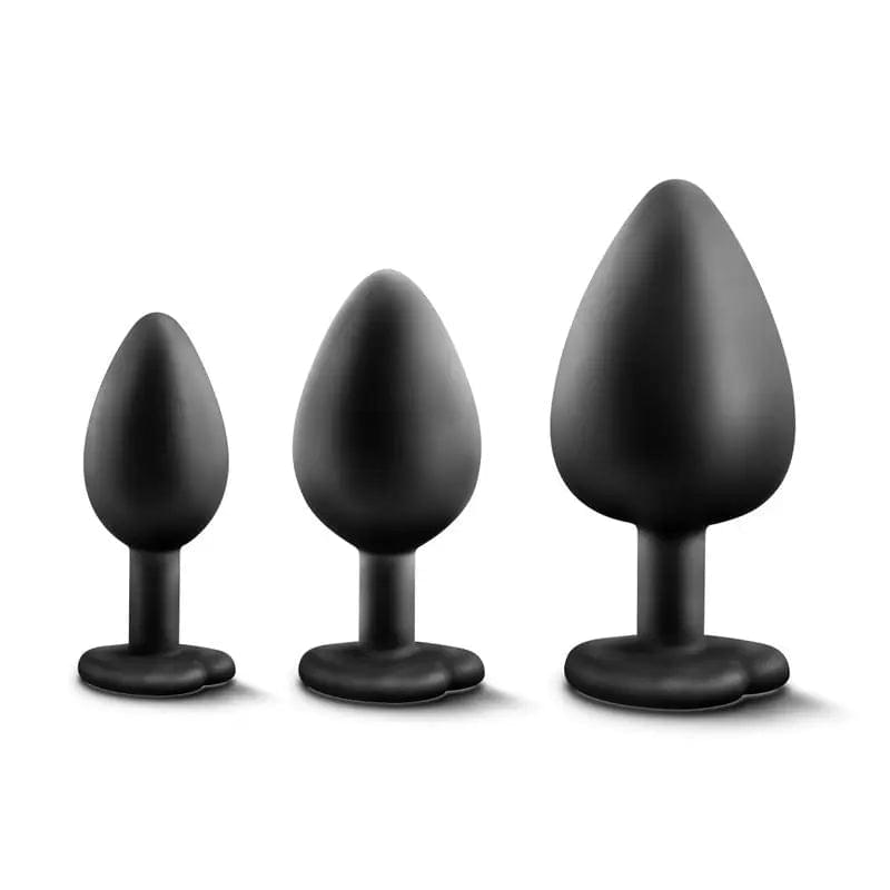 Luxe Bling Plugs Training Kit Black With Clear Gems Luxe Discreet Intimate Essentials.