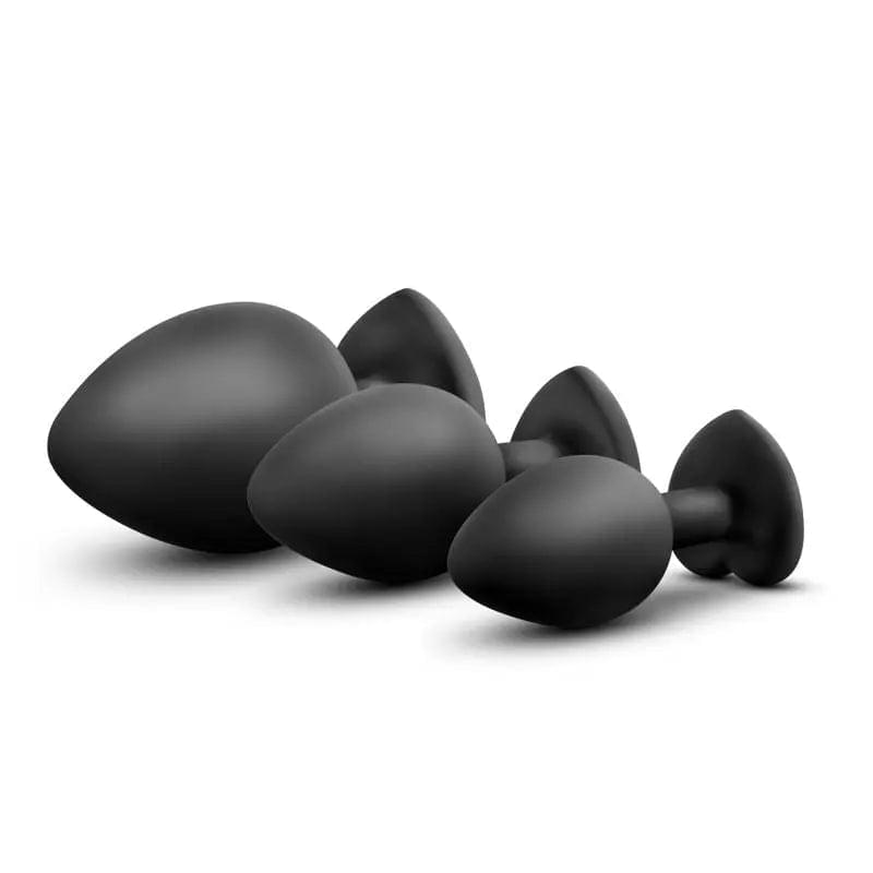 Luxe Bling Plugs Training Kit Black With Clear Gems Luxe Discreet Intimate Essentials.