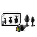 Luxe Bling Plugs Training Kit Black With Rainbow Gems Luxe Discreet Intimate Essentials.