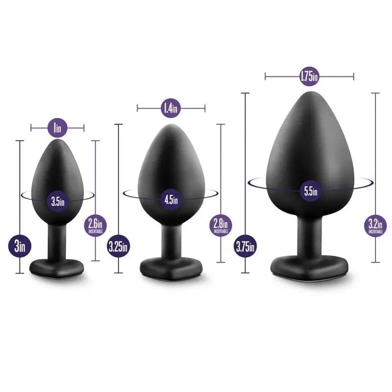Luxe Bling Plugs Training Kit Black With Rainbow Gems Luxe Discreet Intimate Essentials.
