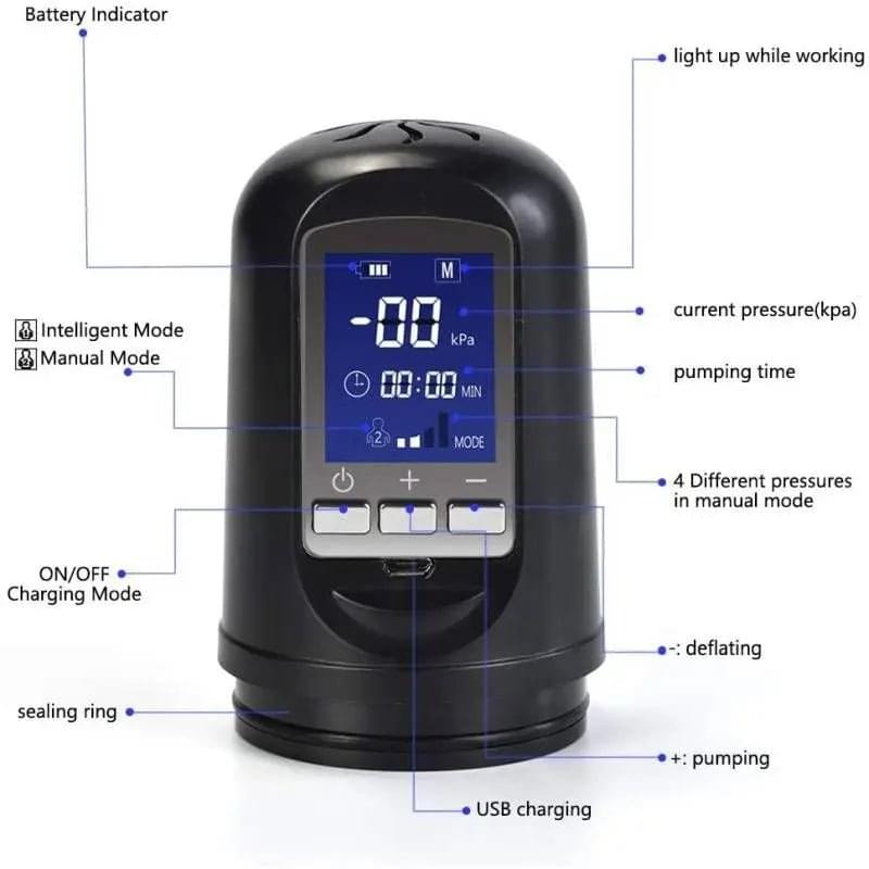 Luxury USB LCD Auto-Pump Clear Daytona Discreet Intimate Essentials.