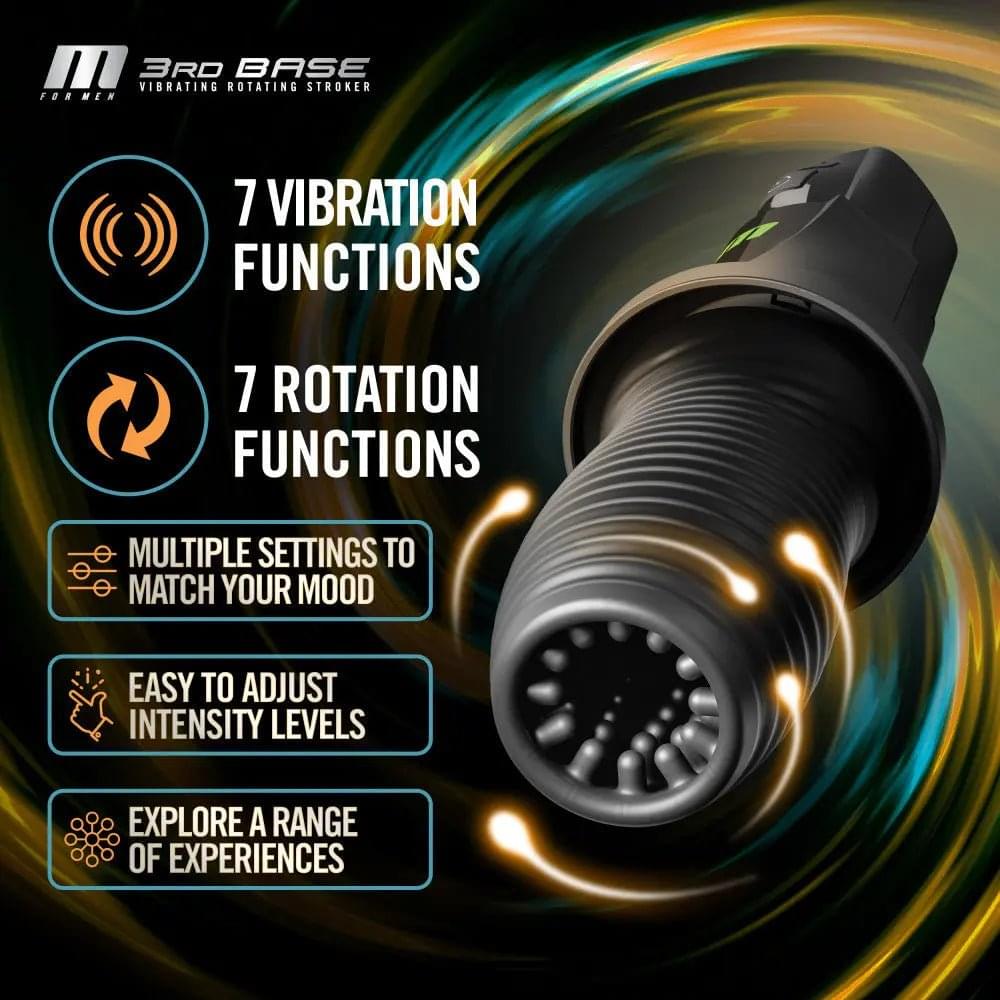 M For Men - 3rd Base -  USB Rechargeable Vibrating & Rotating Auto Stroker Blush Novelties Discreet Intimate Essentials.