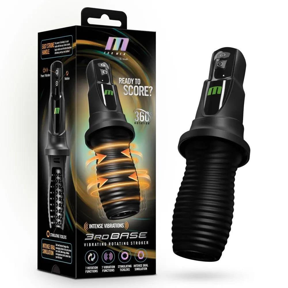 M For Men - 3rd Base -  USB Rechargeable Vibrating & Rotating Auto Stroker Blush Novelties Discreet Intimate Essentials.