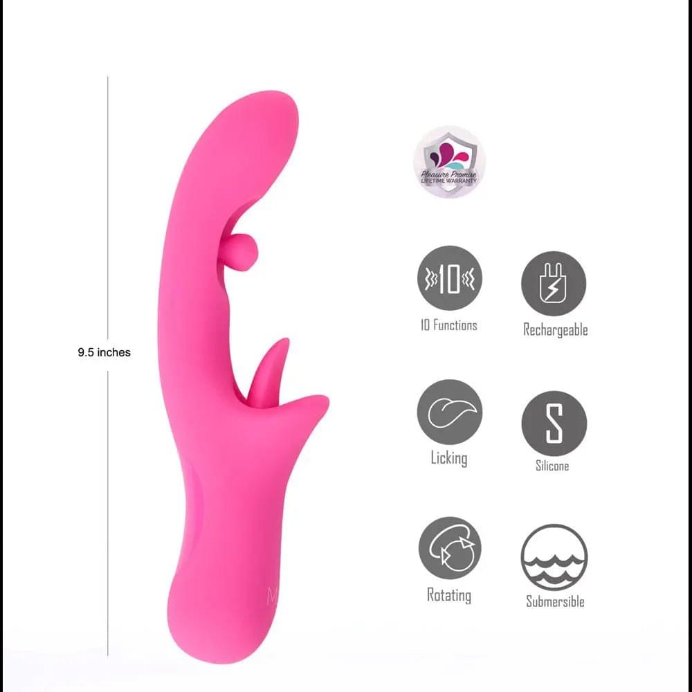 Maia ALORA -  24.1 cm USB Rechargeable Rotating & Licking Vibrator Maia Toys Discreet Intimate Essentials.