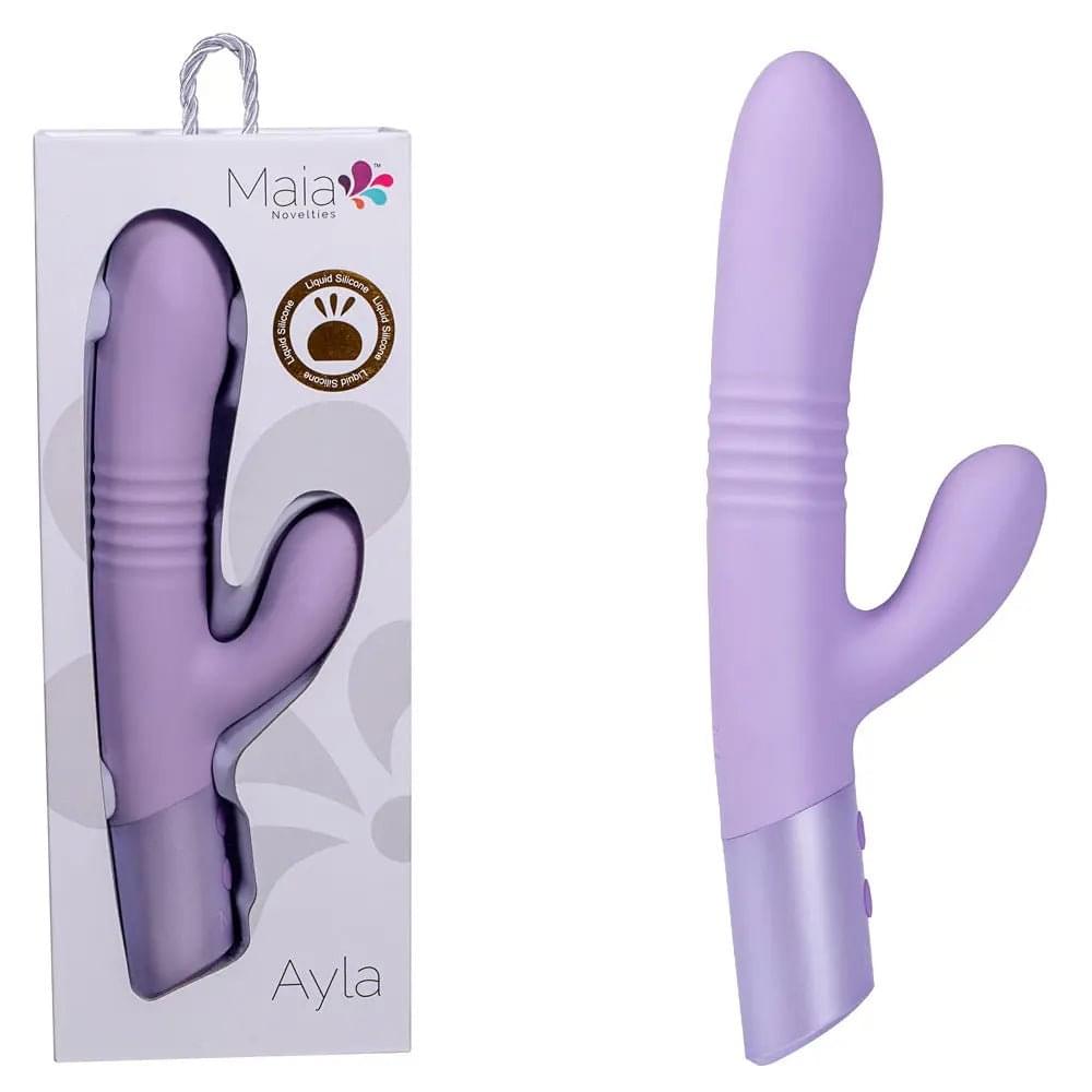 Maia AYLA - Lavender 24.4 cm USB Rechargeable Thrusting Rabbit Vibrator Maia Toys Discreet Intimate Essentials.