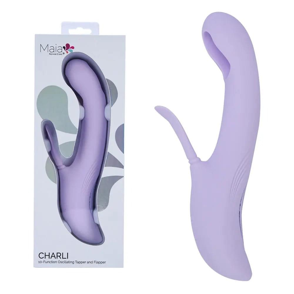 Maia CHARLI - Lavender 22.9 cm USB Rechargeable Flapping & Tapping Rabbit Vibrator Maia Toys Discreet Intimate Essentials.