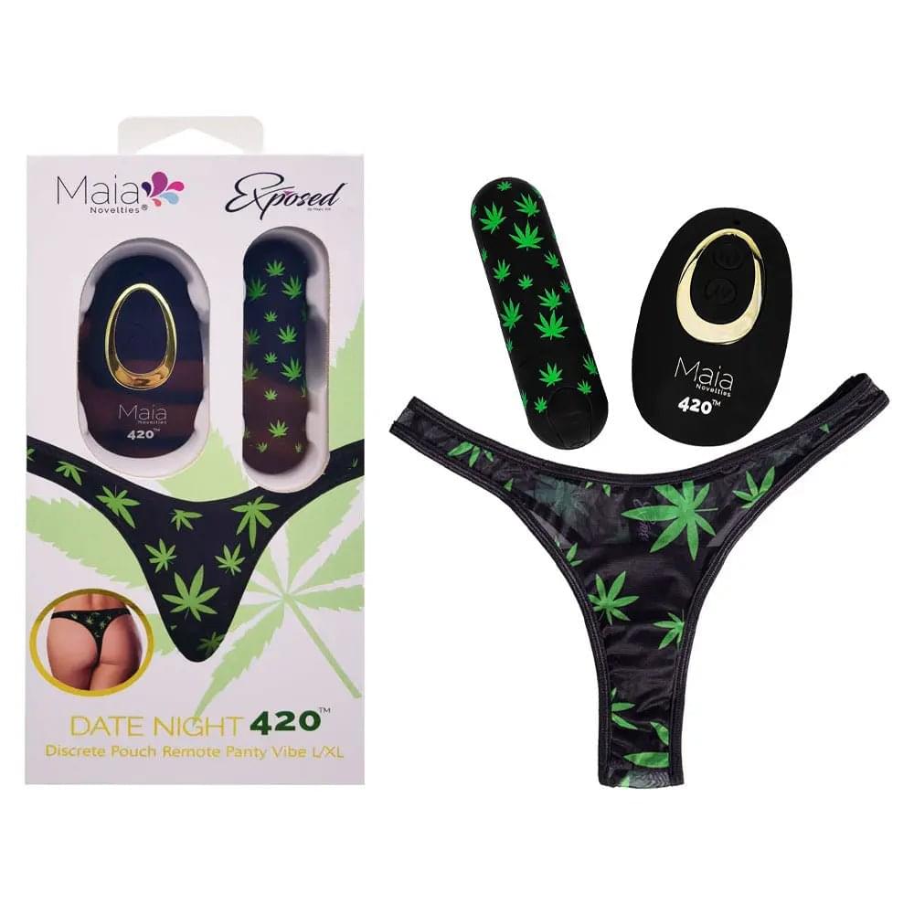 Maia DATE NIGHT 420 PANTY VIBE - L/XL -  L/XL 420 Panty with  USB Rechargeable Bullet & Remote Maia Toys Discreet Intimate Essentials.