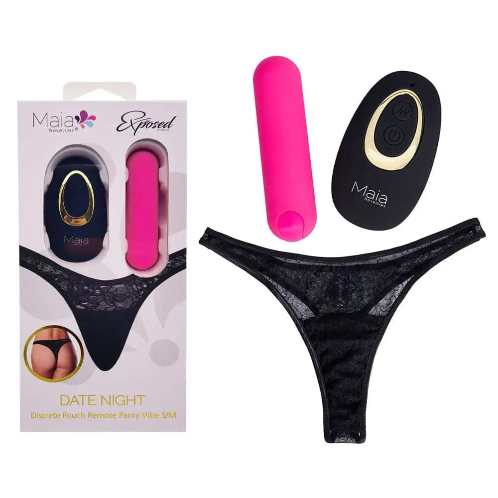 Maia DATE NIGHT PANTY VIBE - L/XL -  L/XL Panty with Pink USB Rechargeable Bullet & Remote Maia Toys Discreet Intimate Essentials.