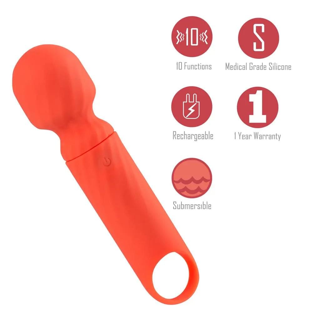 Maia DOLLY - Orange - Orange 12.7 cm USB Rechargeable Massage Wand Maia Toys Discreet Intimate Essentials.
