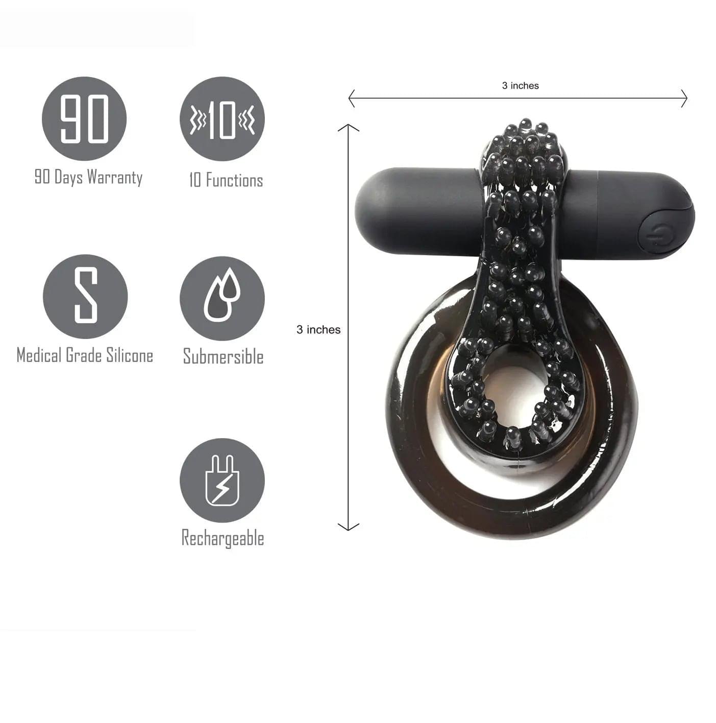 Maia Jagger -  USB Rechargeable Vibrating Cock & Ball Ring Maia Toys Discreet Intimate Essentials.