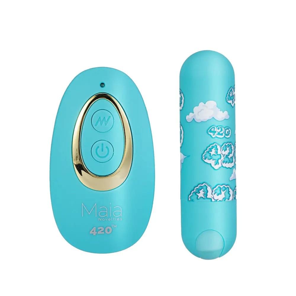 Maia JESSI 420 Remote - Sky  7.6 cm USB Rechargeable Bullet with Wireless Remote Maia Toys Discreet Intimate Essentials.
