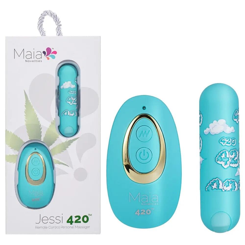 Maia JESSI 420 Remote - Sky  7.6 cm USB Rechargeable Bullet with Wireless Remote Maia Toys Discreet Intimate Essentials.