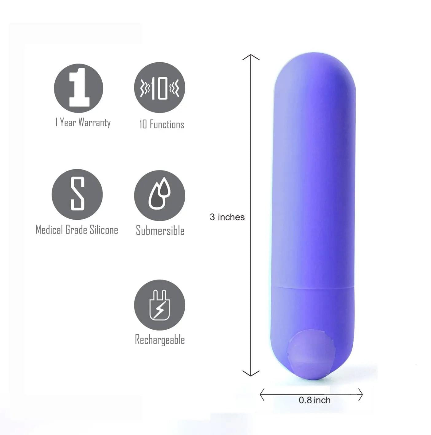 Maia Jessi -  7.6 cm USB Rechargeable Bullet Maia Toys Discreet Intimate Essentials.