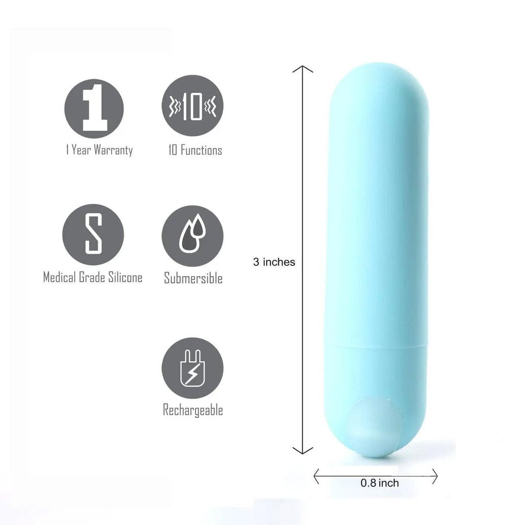 Maia Jessi - Teal  7.6 cm USB Rechargeable Bullet Maia Toys Discreet Intimate Essentials.