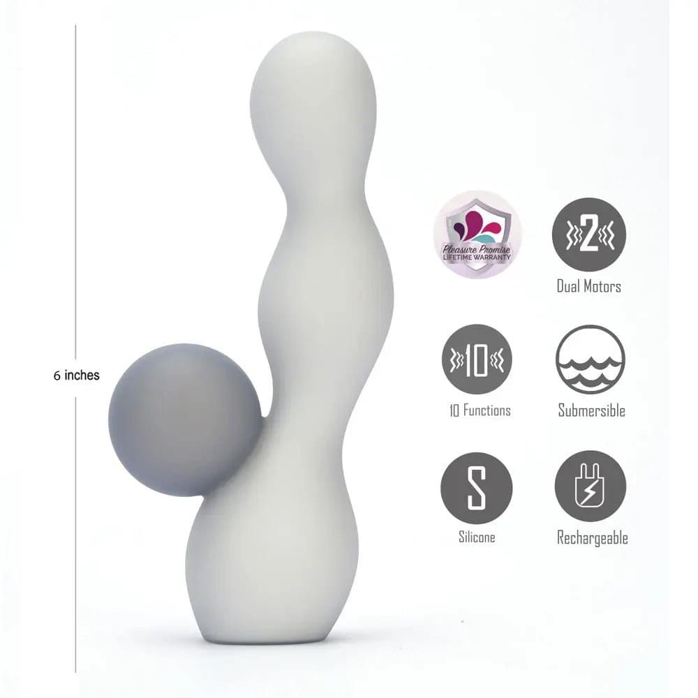 Maia PRESLEY - Grey 15.2 cm USB Rechargeable Rabbit Vibrator Maia Toys Discreet Intimate Essentials.