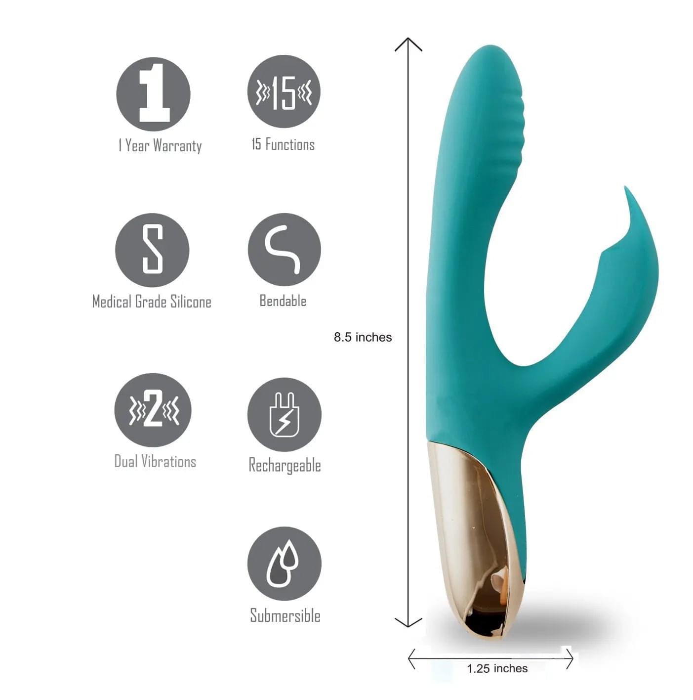 Maia Skyler -  21.6 cm USB Rechargeable Bendable Rabbit Vibrator Maia Toys Discreet Intimate Essentials.