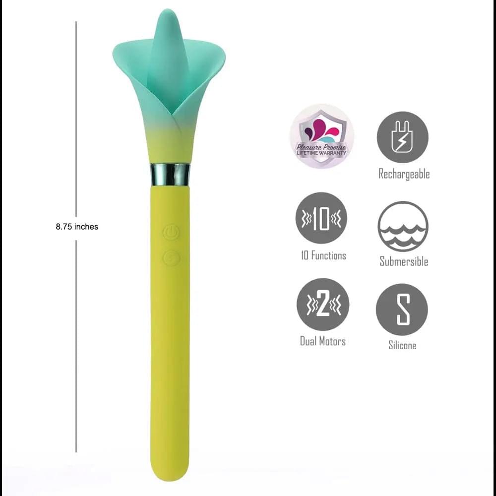 Maia VALA -  - /Green 22.2 cm USB Rechargeable Flower Vibrator Maia Toys Discreet Intimate Essentials.