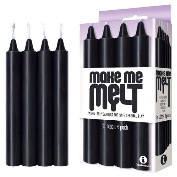 Make Me Melt Drip Candles -  - Jet  Drip Candles - 4 Pack Icon Brands Discreet Intimate Essentials.