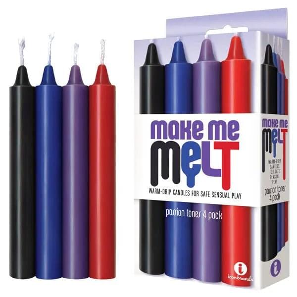 Make Me Melt Drip Candles - Passion - Passion Tones Drip Candles - 4 Pack Icon Brands Discreet Intimate Essentials.