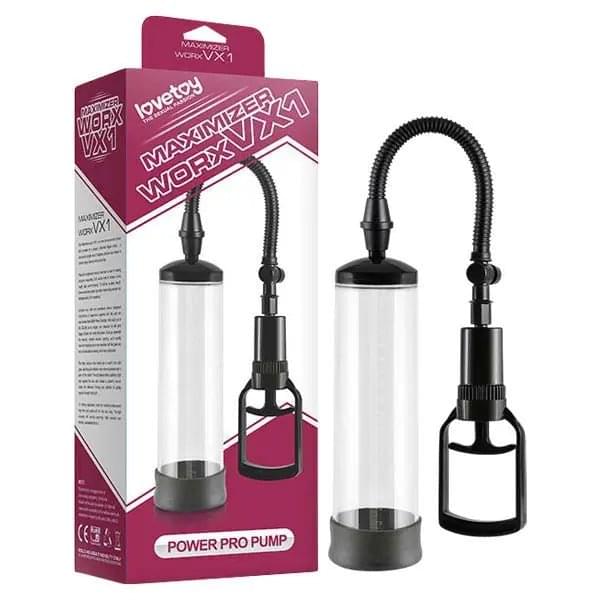 Maximizer Worx VX1 - Power Pro Pump - Clear Penis Pump with Cock Ring Lovetoy Discreet Intimate Essentials.
