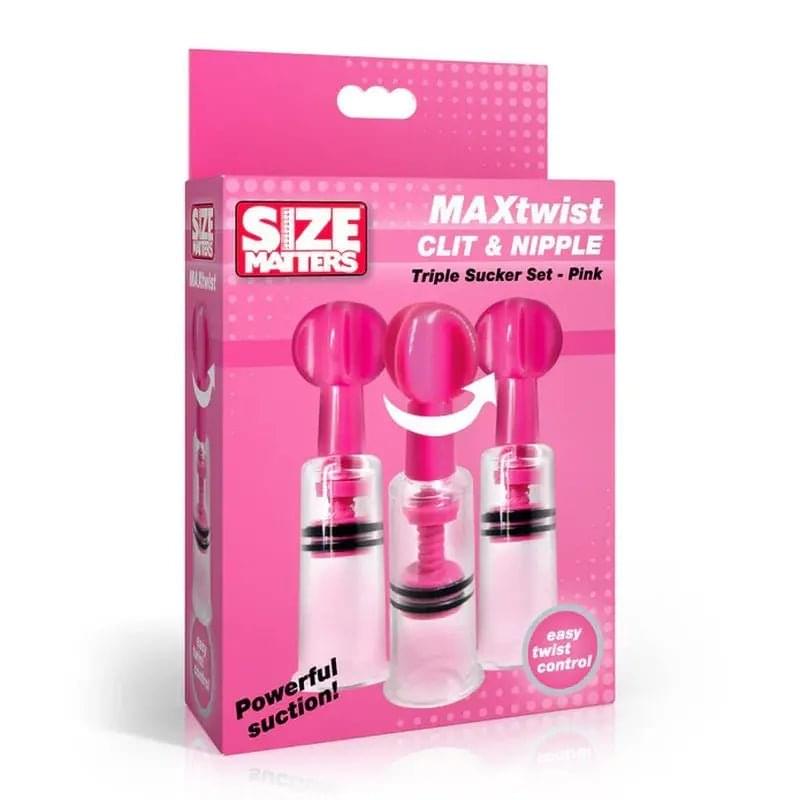 MAXtwist Clit Nipple Sucker Set 3 Pc Pink Size Matters Discreet Intimate Essentials.