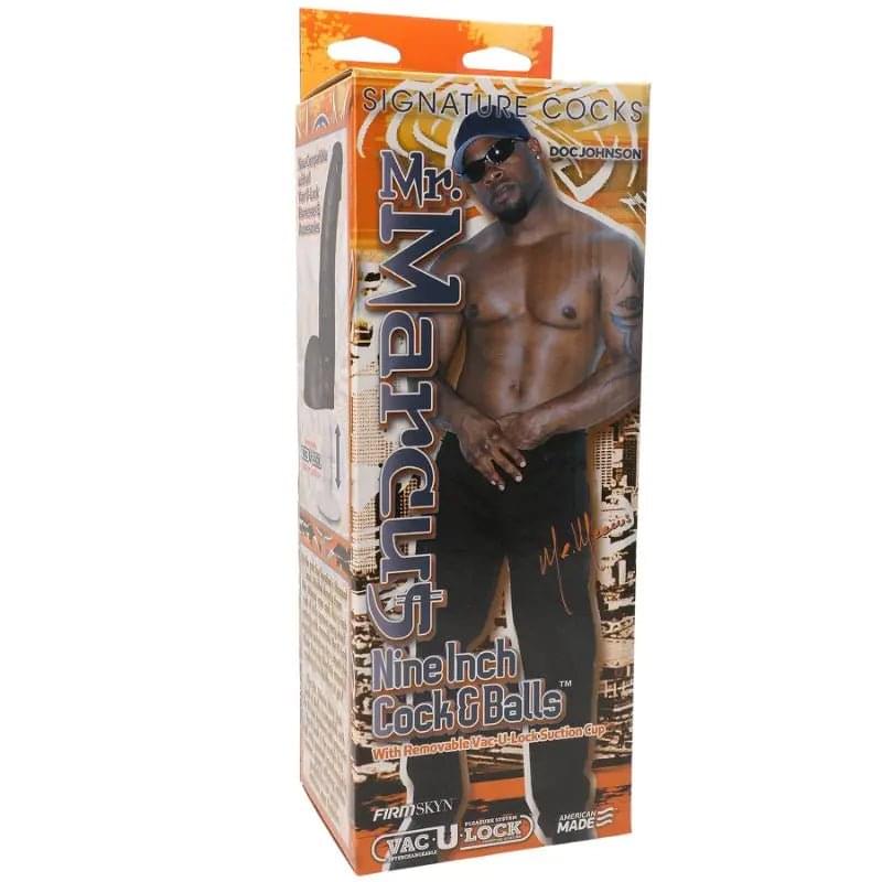 Mr. Marcus 9in Realistic Cock And Balls Black Signature Cocks Discreet Intimate Essentials.