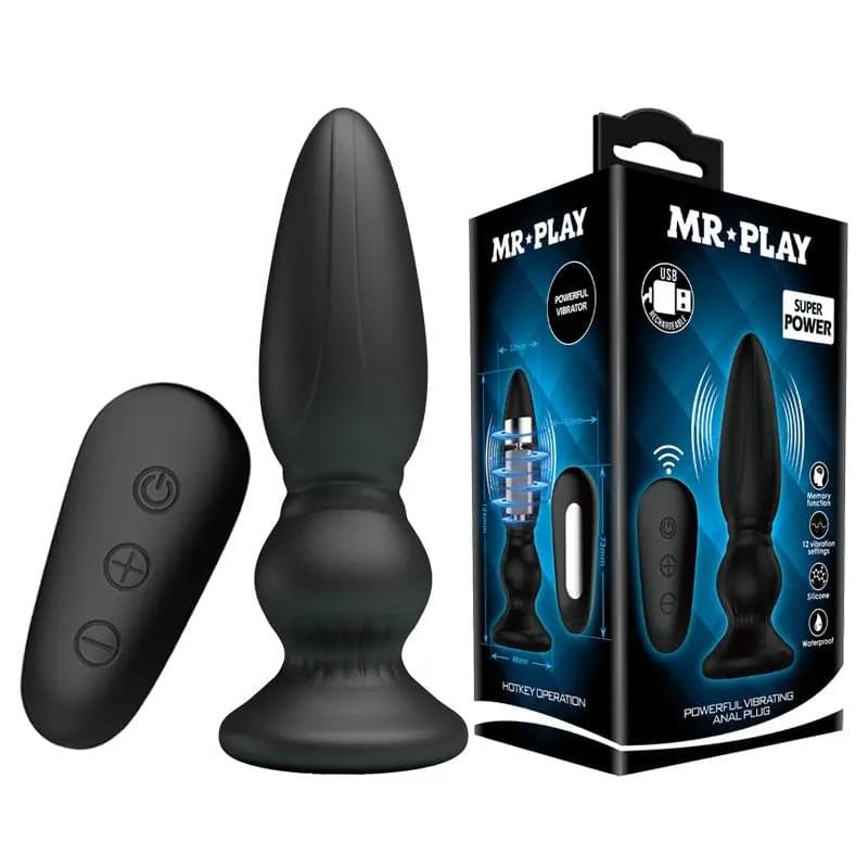 MR PLAY Powerful Vibrating Anal Plug -  12.5 cm USB Rechargeable Vibrating Anal Plug with Remote Mr Play Discreet Intimate Essentials.