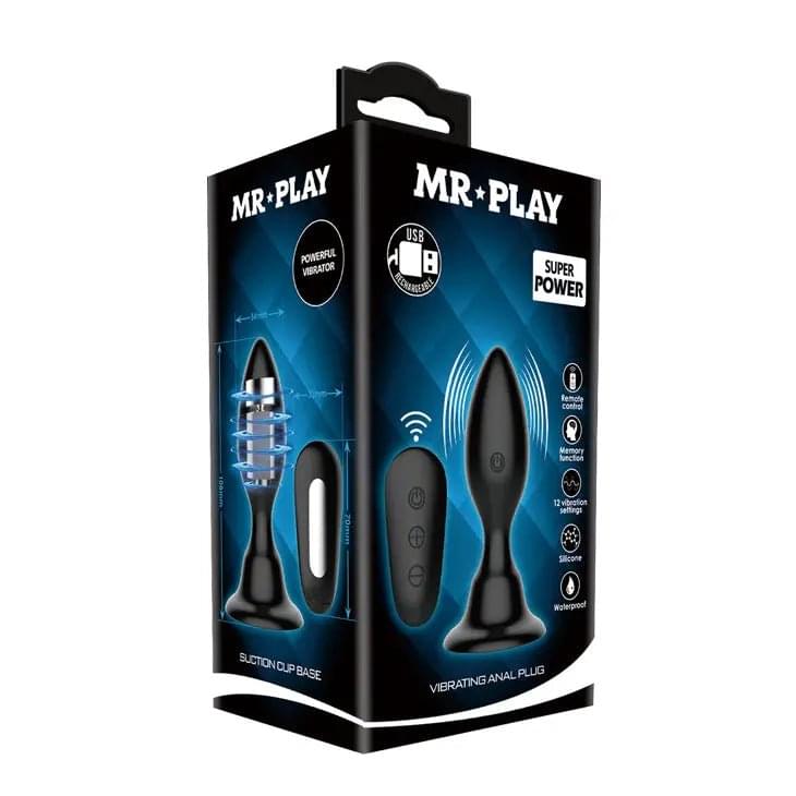 MR PLAY Vibrating Anal Plug -  10.8 cm USB Rechargeable Vibrating Butt Plug with Remote Mr Play Discreet Intimate Essentials.