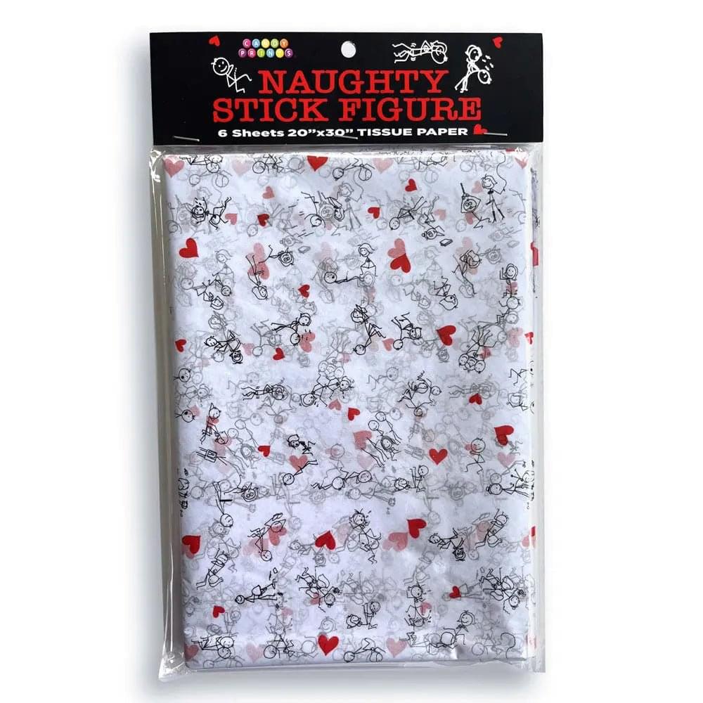 Naughty Stick Figure Tissue Paper Sheets - Novelty Decoration Sheets - 6 Pack Little Genie Discreet Intimate Essentials.