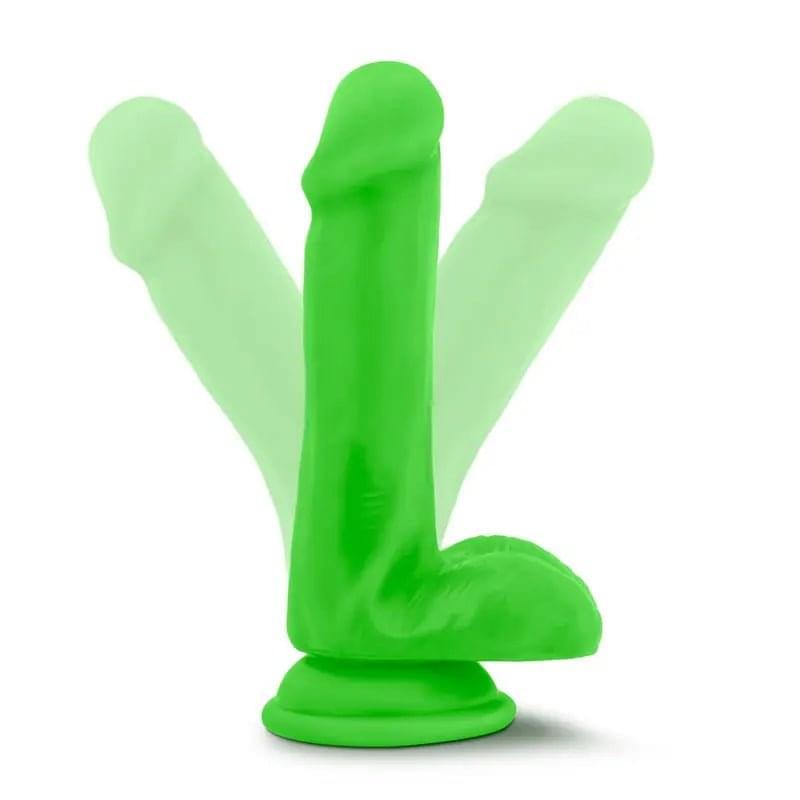 Neo Elite 6in Silicone Dual Density Cock with Balls Neon Green Neo Elite Discreet Intimate Essentials.