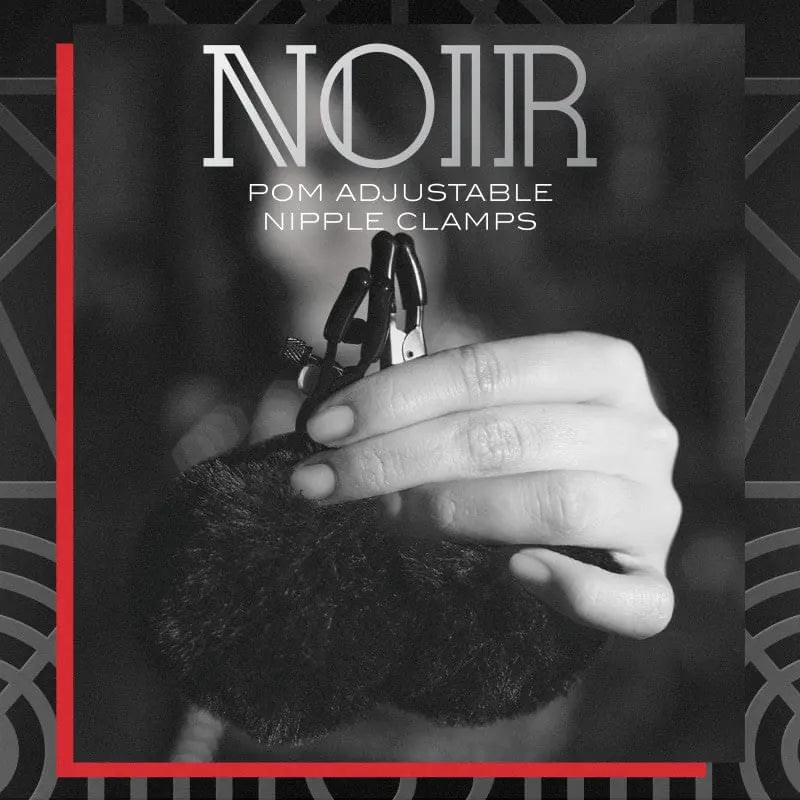 Noir Pom Adjustable Nipple Clamps - Black Furry Nipple Clamps Blush Novelties Discreet Intimate Essentials.