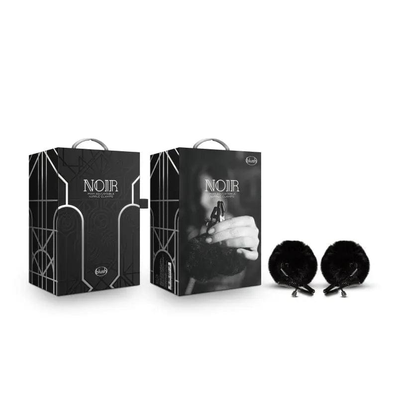 Noir Pom Adjustable Nipple Clamps - Black Furry Nipple Clamps Blush Novelties Discreet Intimate Essentials.