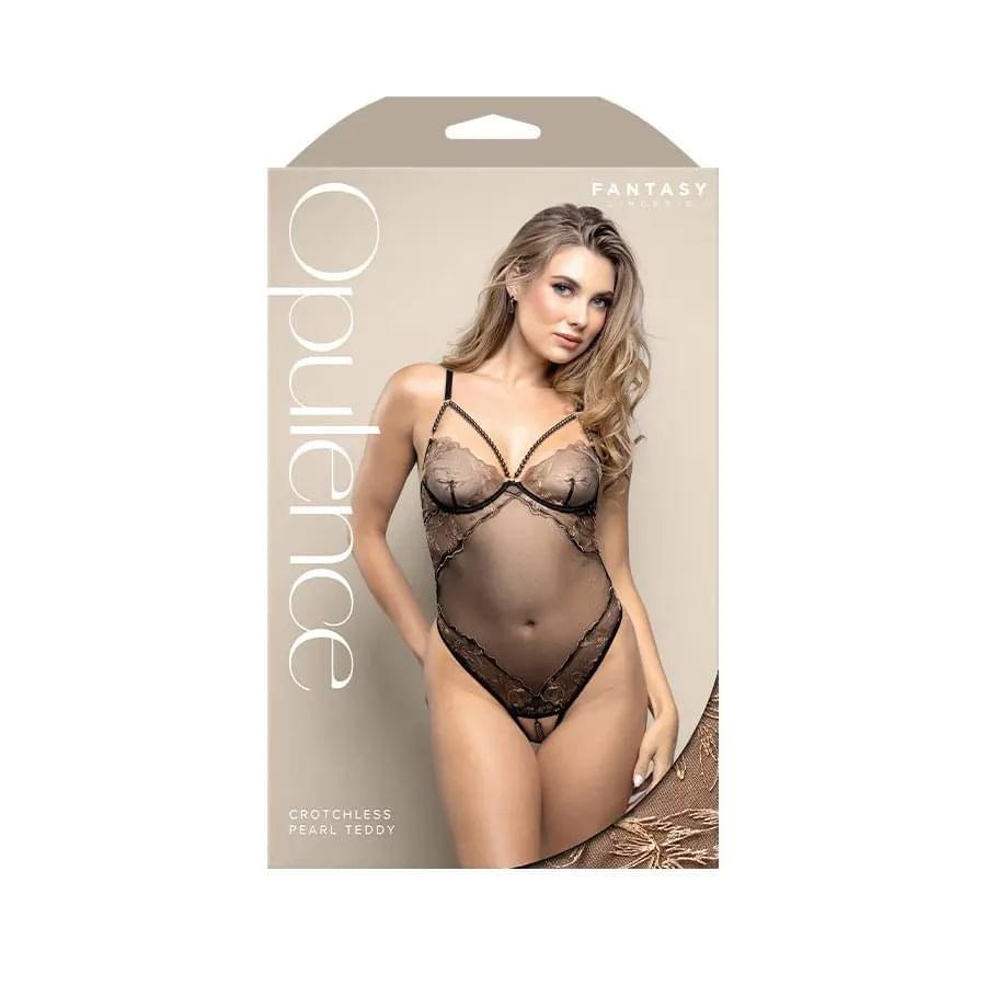 OPULENCE Crotchless Pearl Teddy SM -  - S/M Size Fantasy Lingerie Discreet Intimate Essentials.