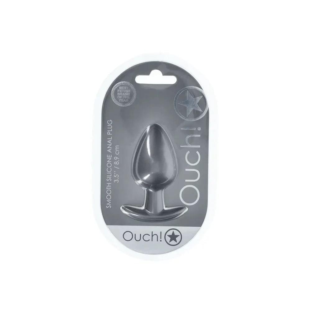 OUCH! Anal Plug - Large - Gun Metal - Gun Metal Grey 8.9 cm Large Butt Plug Shots Toys Discreet Intimate Essentials.