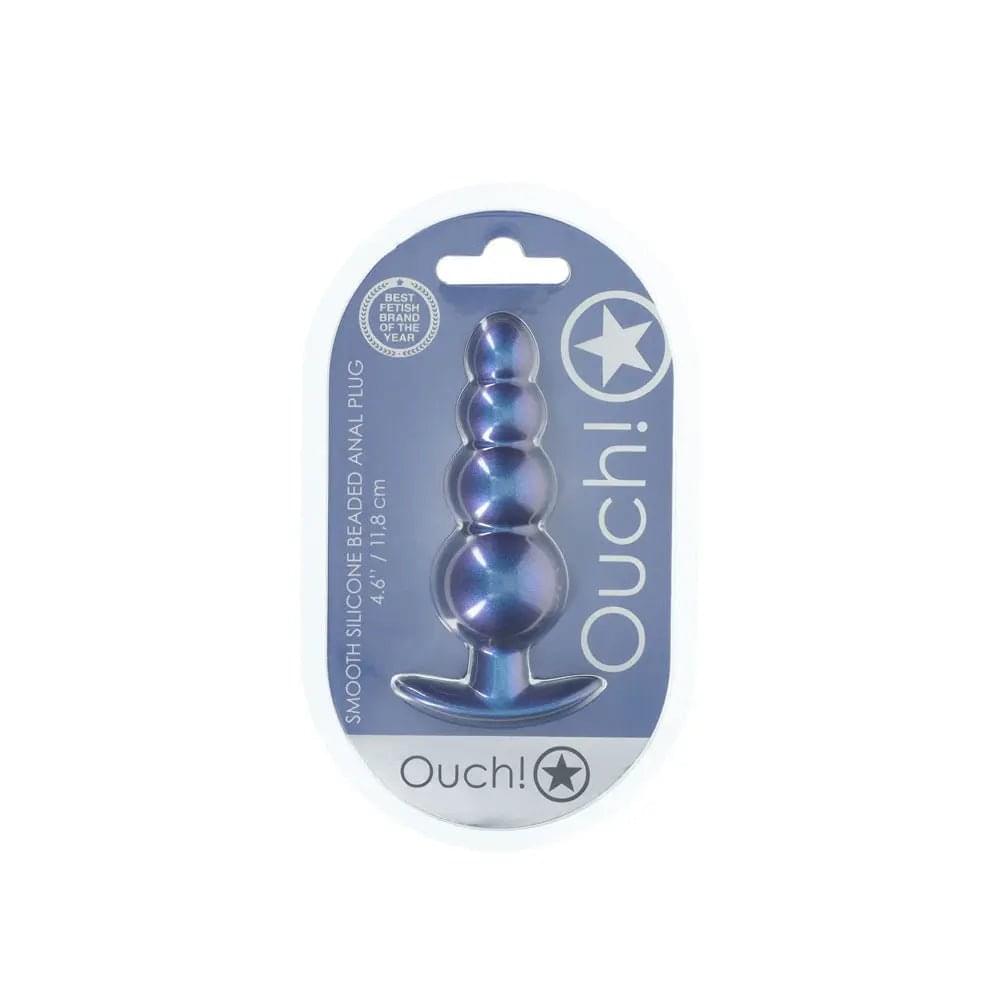 OUCH! Beaded Anal Plug - Metallic  - Metallic  11.7 cm Butt Plug Shots Toys Discreet Intimate Essentials.