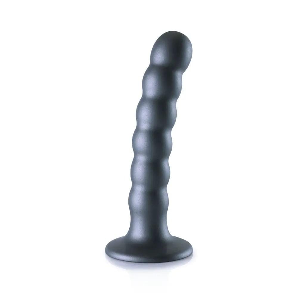 OUCH! Beaded Silicone G-Spot Dildo - 5'' / 13cm - Gunmetal 13 cm Dildo Shots Toys Discreet Intimate Essentials.