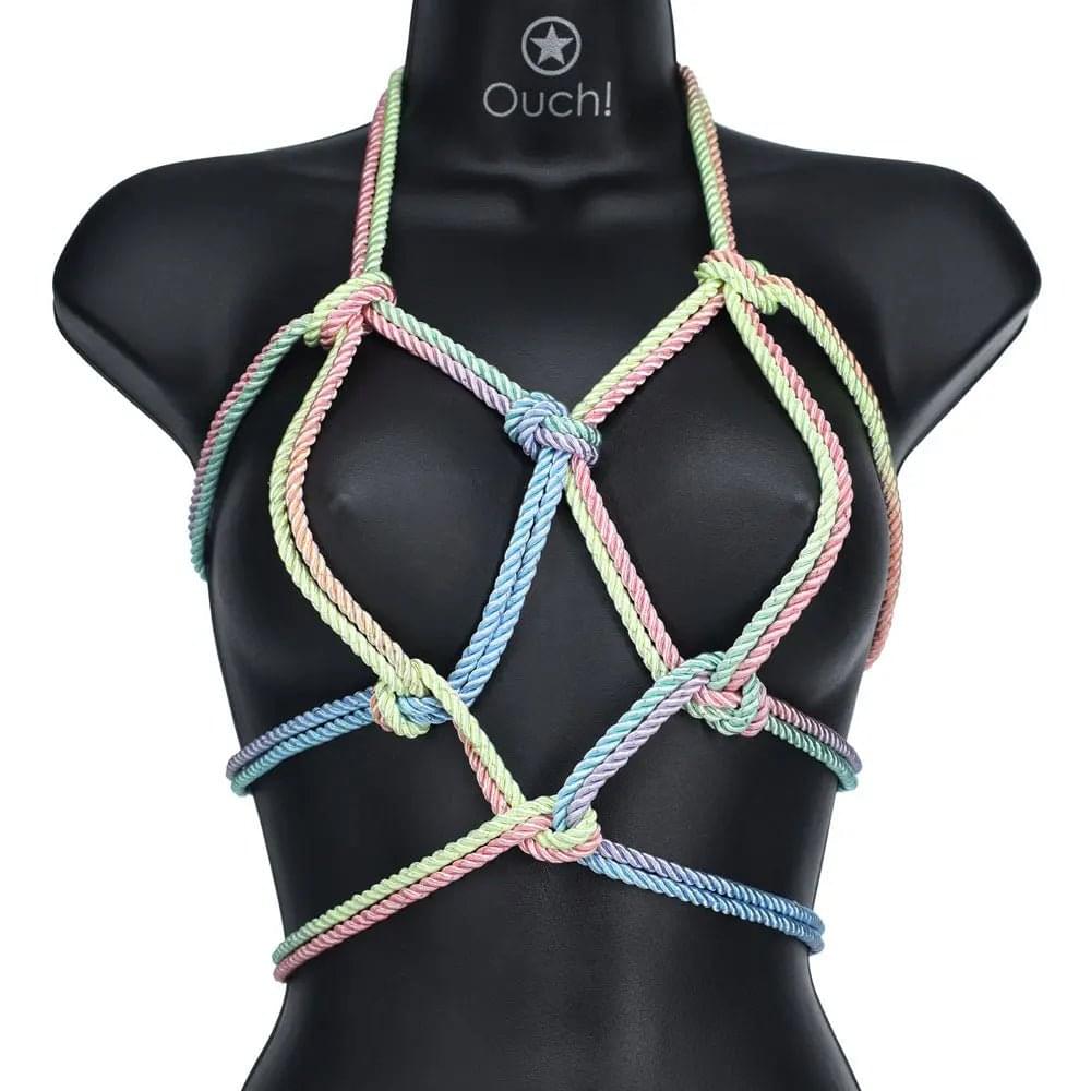 OUCH! Bondage Rope - 10 M - Multicolour 1 - Multicoloured Nylon Bondage Rope - 10 metre Length Shots Toys Discreet Intimate Essentials.