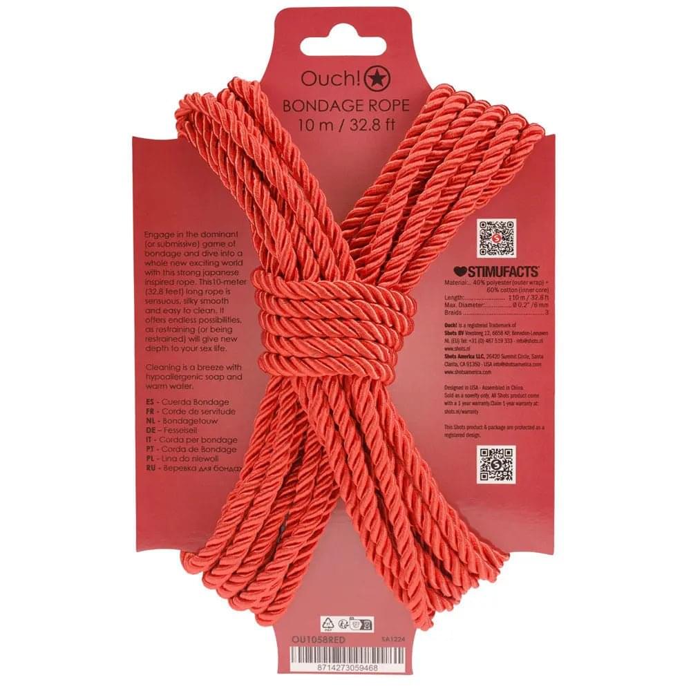 OUCH! Bondage Rope - 10 M -  -  Nylon Bondage Rope - 10 metre Length Shots Toys Discreet Intimate Essentials.