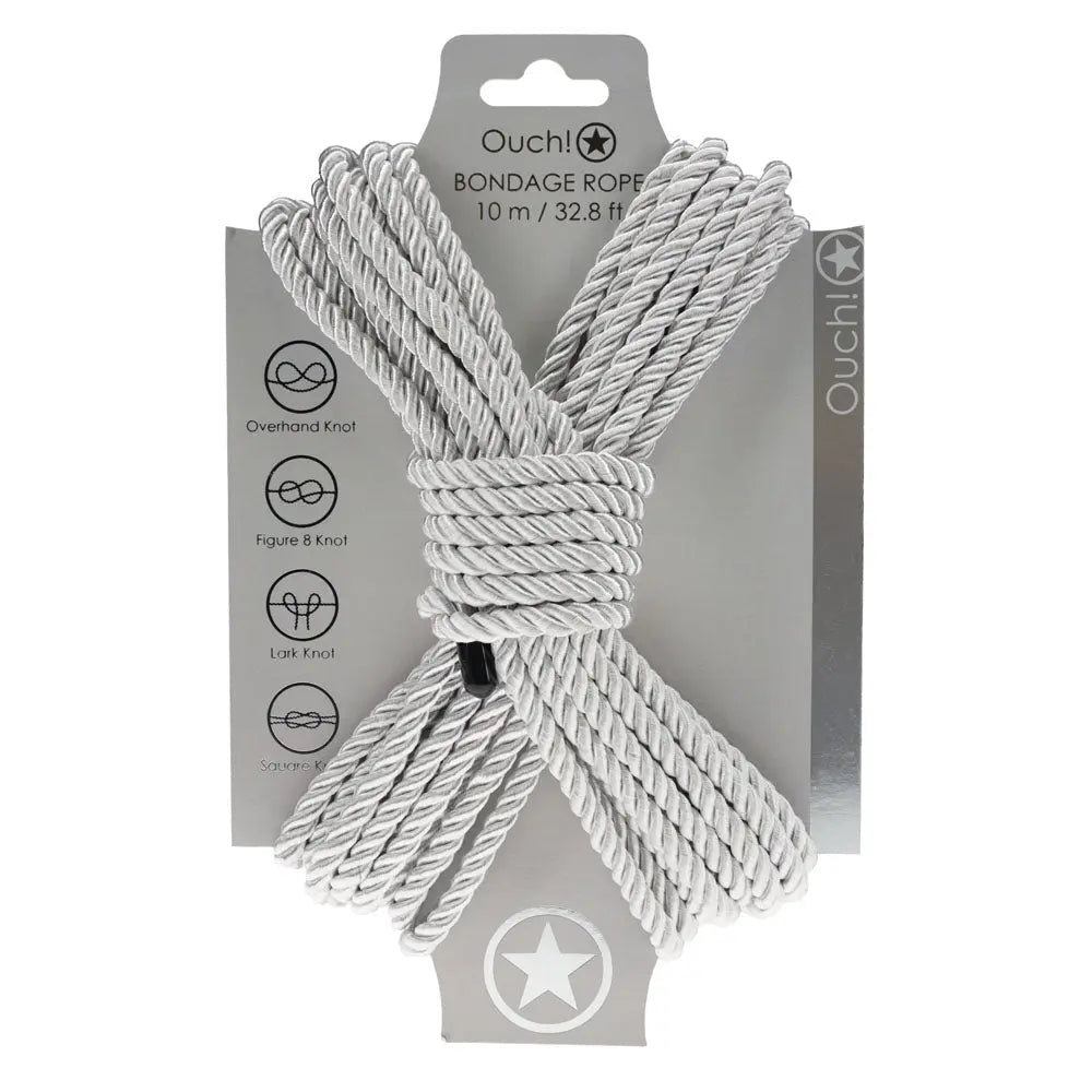 Shop affordable quality OUCH! Bondage Rope - 10 M - Silver - Silver Nylon Bondage Rope - 10 metre Length - Discreet Intimate Essentials - BONDAGE-TOYS - Shots Toys