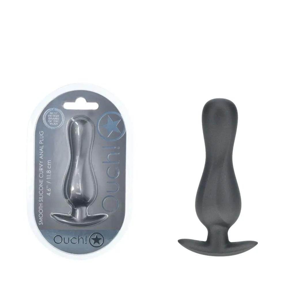 OUCH! Curvy Anal Plug - Gun Metal - Gun Metal Grey 11.7 cm Butt Plug Shots Toys Discreet Intimate Essentials.