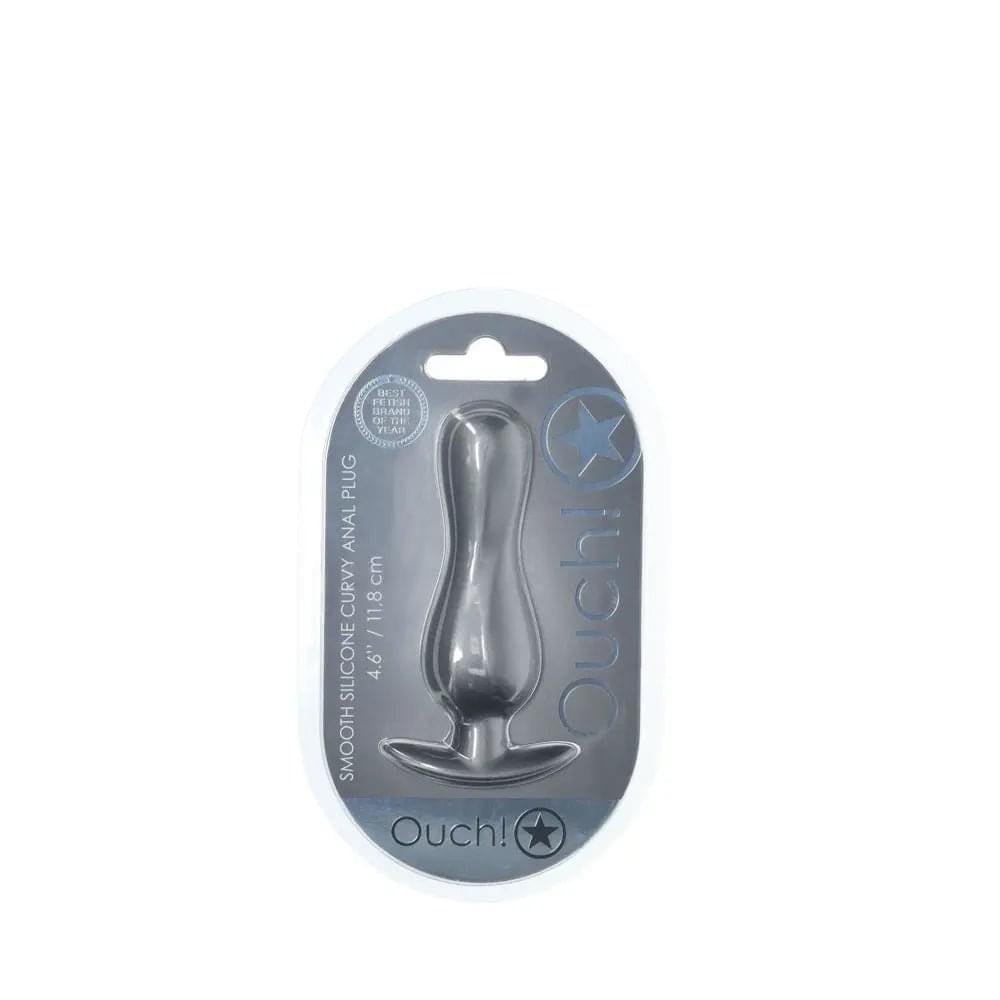 OUCH! Curvy Anal Plug - Gun Metal - Gun Metal Grey 11.7 cm Butt Plug Shots Toys Discreet Intimate Essentials.