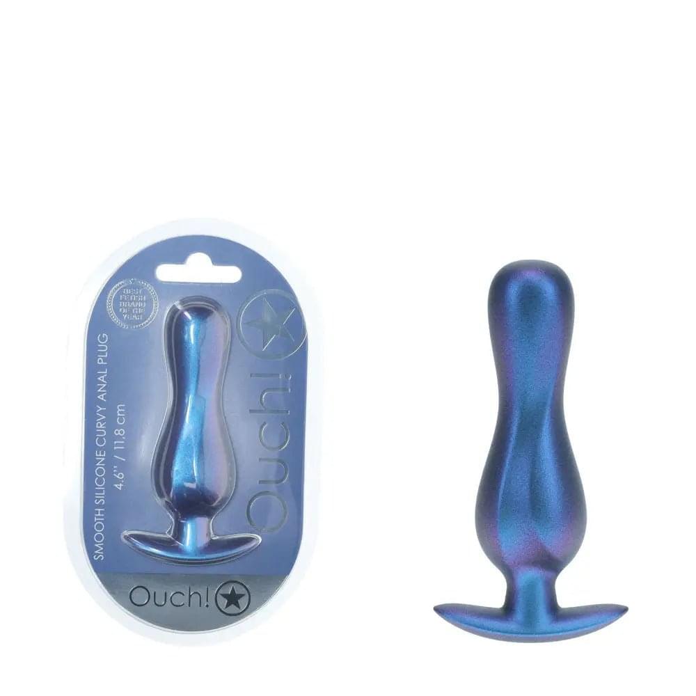 OUCH! Curvy Anal Plug - Metallic  - Metallic  11.7 cm Butt Plug Shots Toys Discreet Intimate Essentials.