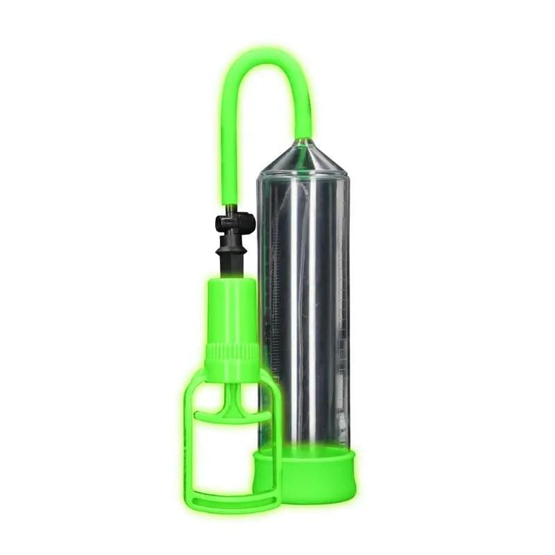OUCH! Glow In The Dark Comfort Beginner Pump - Clear/Glow Penis Pump Shots Toys Discreet Intimate Essentials.