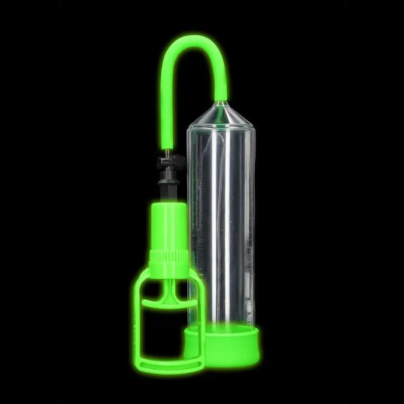 OUCH! Glow In The Dark Comfort Beginner Pump - Clear/Glow Penis Pump Shots Toys Discreet Intimate Essentials.