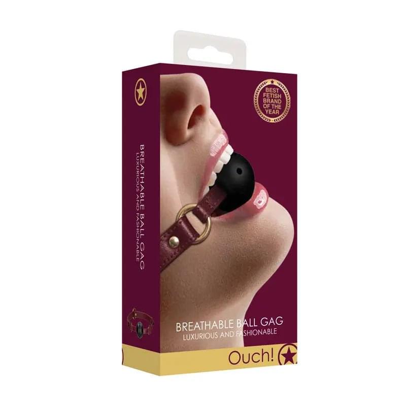 OUCH! Halo - Breathable Ball Gag - Burgundy Mouth Restraint Shots Toys Discreet Intimate Essentials.