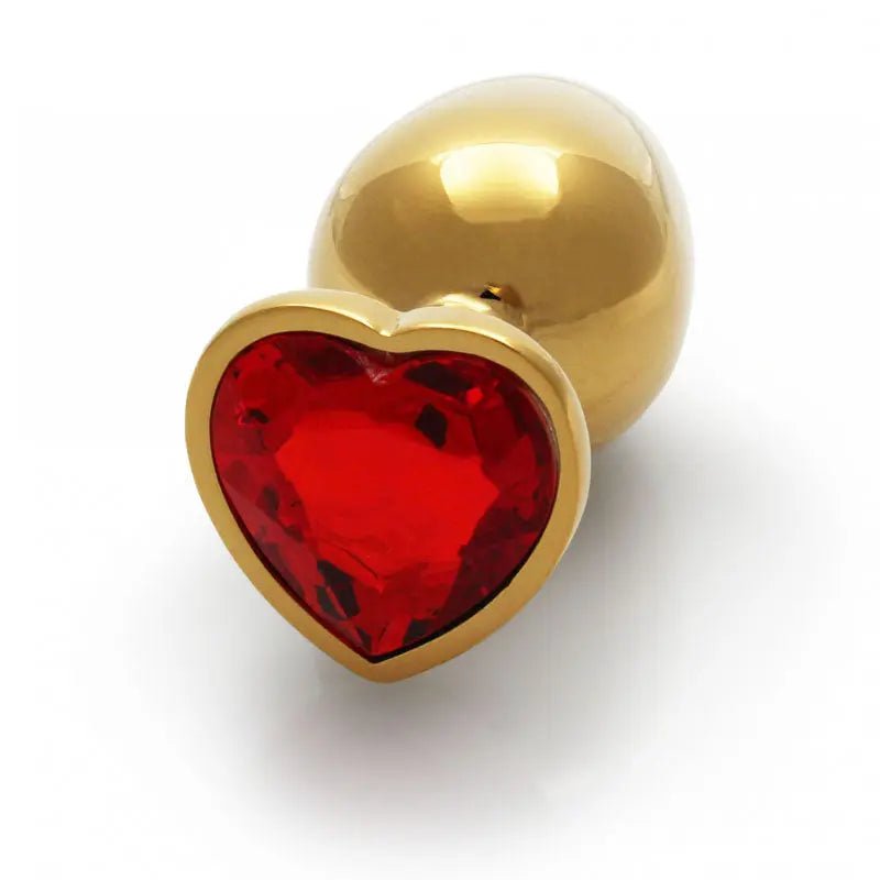 Shop affordable quality OUCH! Heart Gem Gold Butt Plug - Large - Gold 9.3 cm Large Butt Plug with Heart Gem Base - Discreet Intimate Essentials - ANAL TOYS - Shots Toys